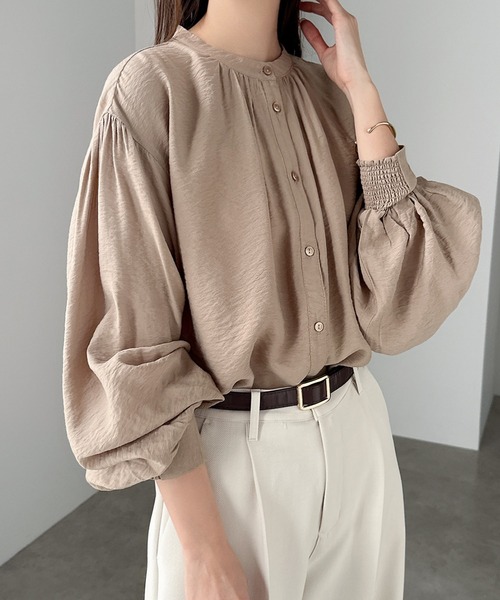 セール】レース付け襟2wayシャツブラウス（シャツ/ブラウス）｜andme