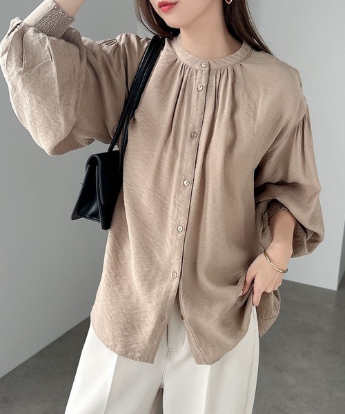 andme(アンドミー)の「2wayシャツブラウス【レース付け襟セット】(シャツ/ブラウス・レディース・ミント/オフホワイト/ブラック/ブラウン系その他・M)」の5枚目の写真