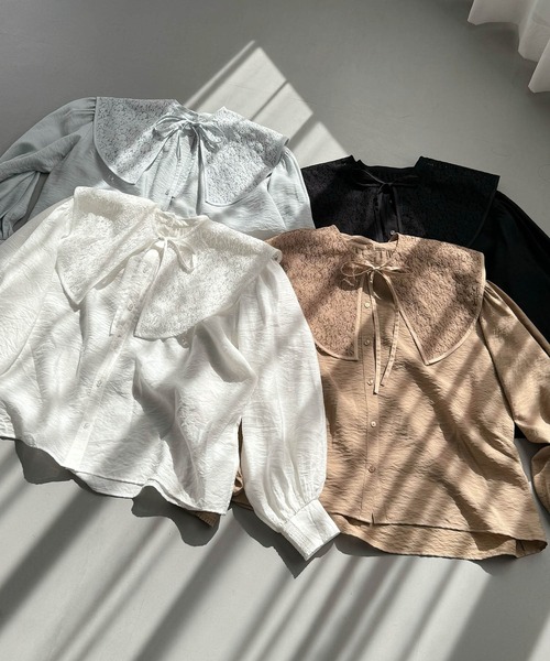 andme(アンドミー)の「2wayシャツブラウス【レース付け襟セット】(シャツ/ブラウス・レディース・ミント/オフホワイト/ブラック/ブラウン系その他・M)」の18枚目の写真