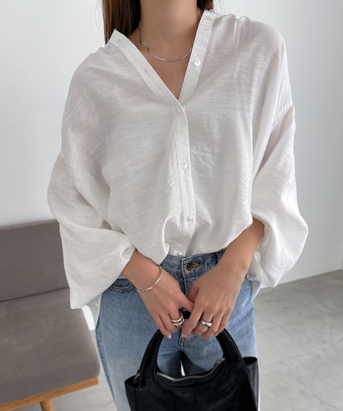 andme(アンドミー)の「2wayシャツブラウス【レース付け襟セット】(シャツ/ブラウス・レディース・ミント/オフホワイト/ブラック/ブラウン系その他・M)」の8枚目の写真