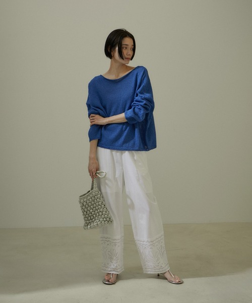 【SALON adam et rope' 】ハンドアップリケ刺繍イージーパンツ SALON adam et rope'（サロン アダム エ ロペ）の「【WEB限定