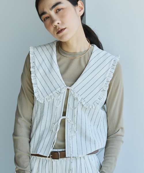 美品 バーニーズ ニューヨーク ビッグカラーブラウス White