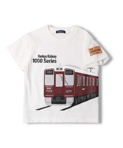 Moujonjon(ムージョンジョン)の「阪急電車プリント半袖Tシャツ(Tシャツ/カットソー・キッズ・レッド/オフホワイト・120/100/110/130)」の1枚目の写真