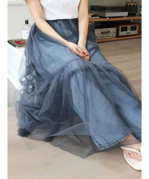 Ungrid（アングリッド）の「チュールレイヤードスカート（スカート・レディース・チャコールグレー/ベージュ・FREE）」の7枚目の写真