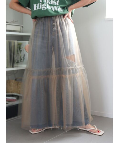 Ungrid（アングリッド）の「チュールレイヤードスカート（スカート・レディース・チャコールグレー/ベージュ・FREE）」の12枚目の写真