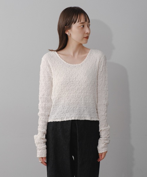 Kastane（カスタネ）の「クラッシュジャガードプルオーバー（Tシャツ/カットソー・レディース・ライム/アイボリー/ブラック・FREE）」の9枚目の写真