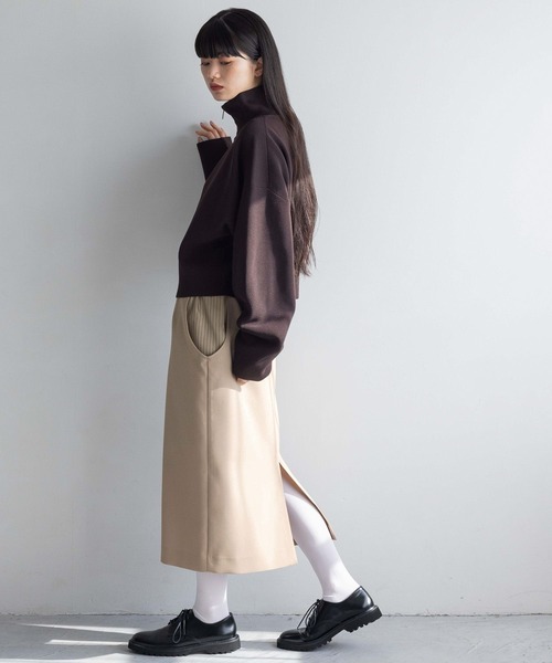 yuw（ユウ）の「サイドカットレイヤードスカート　109159（スカート・レディース・グレー/ベージュ・FREE）」の4枚目の写真
