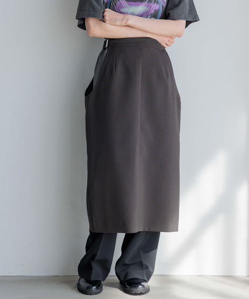yuw（ユウ）の「サイドカットレイヤードスカート　109159（スカート・レディース・グレー/ベージュ・FREE）」の16枚目の写真