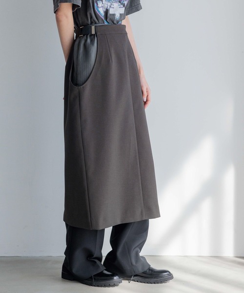yuw（ユウ）の「サイドカットレイヤードスカート　109159（スカート・レディース・グレー/ベージュ・FREE）」の17枚目の写真