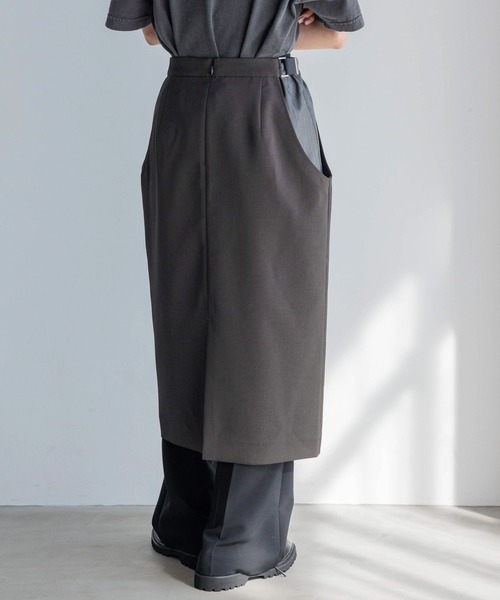 yuw（ユウ）の「サイドカットレイヤードスカート　109159（スカート・レディース・グレー/ベージュ・FREE）」の18枚目の写真