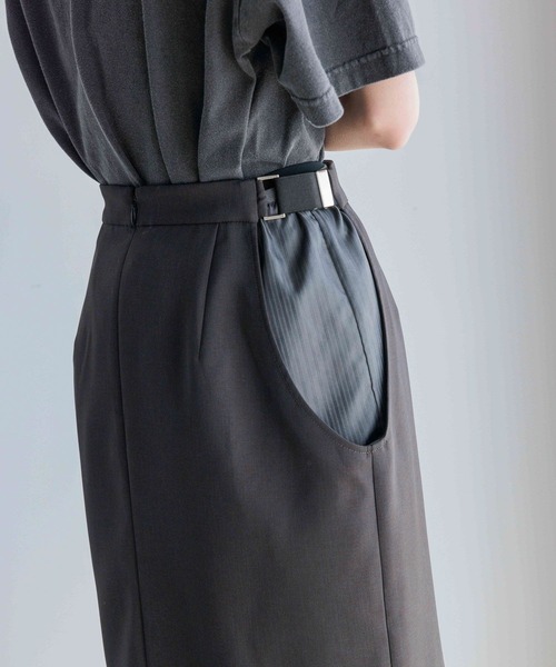 yuw（ユウ）の「サイドカットレイヤードスカート　109159（スカート・レディース・グレー/ベージュ・FREE）」の19枚目の写真