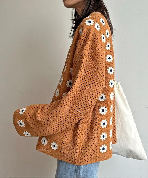 CPCM（シーピーシーエム）の「クロシェ編みカーデ（カーディガン/ボレロ・メンズ・マスタード/ネイビー/ブラック/アイボリー・LARGE/MEDIUM）」の20枚目の写真