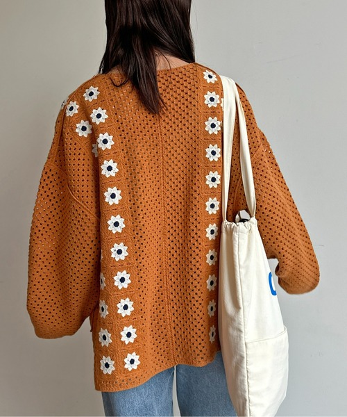 CPCM（シーピーシーエム）の「クロシェ編みカーデ（カーディガン/ボレロ・メンズ・マスタード/ネイビー/ブラック/アイボリー・LARGE/MEDIUM）」の22枚目の写真