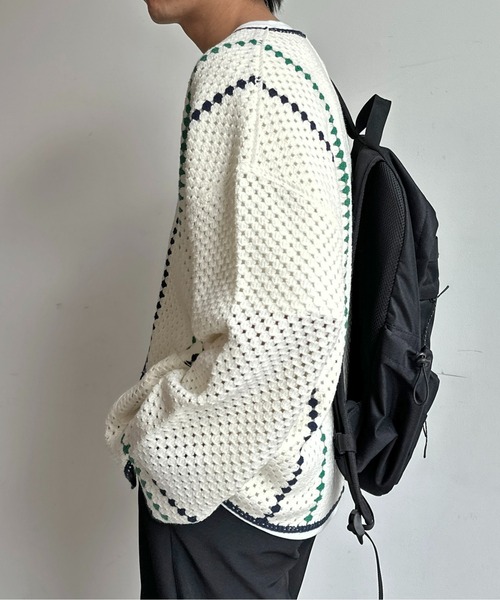 CPCM（シーピーシーエム）の「クロシェ編みカーデ（カーディガン/ボレロ・メンズ・マスタード/ネイビー/ブラック/アイボリー・LARGE/MEDIUM）」の8枚目の写真