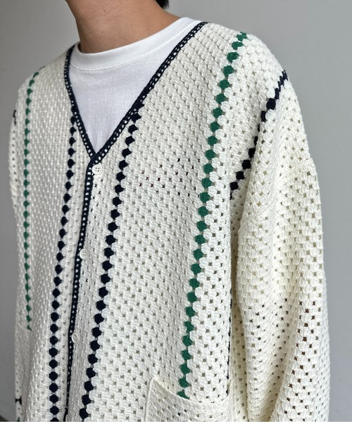 CPCM（シーピーシーエム）の「クロシェ編みカーデ（カーディガン/ボレロ・メンズ・マスタード/ネイビー/ブラック/アイボリー・LARGE/MEDIUM）」の11枚目の写真