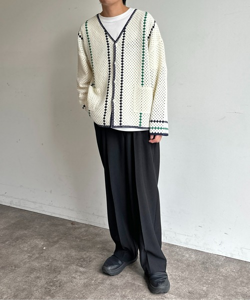 CPCM（シーピーシーエム）の「クロシェ編みカーデ（カーディガン/ボレロ・メンズ・マスタード/ネイビー/ブラック/アイボリー・LARGE/MEDIUM）」の5枚目の写真