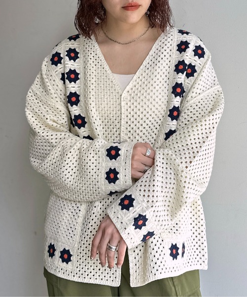 CPCM（シーピーシーエム）の「クロシェ編みカーデ（カーディガン/ボレロ・メンズ・マスタード/ネイビー/ブラック/アイボリー・LARGE/MEDIUM）」の13枚目の写真