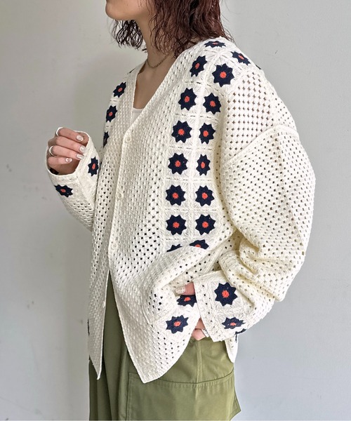 vintage古着usedクロシェ編みカーディガンniche. vintage古着usedクロシェ編みカーディガンniche.