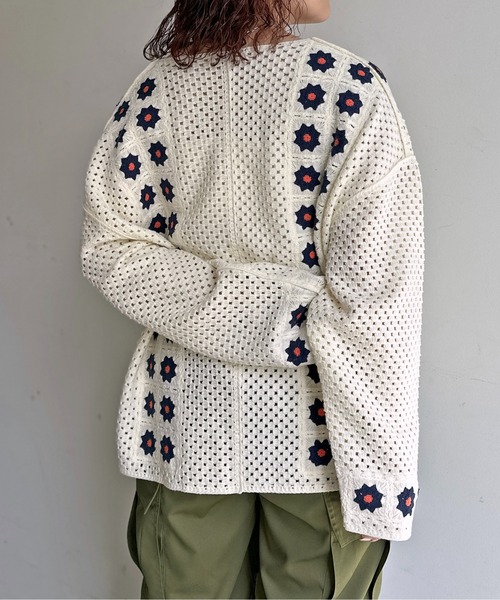 CPCM（シーピーシーエム）の「クロシェ編みカーデ（カーディガン/ボレロ・メンズ・マスタード/ネイビー/ブラック/アイボリー・LARGE/MEDIUM）」の16枚目の写真