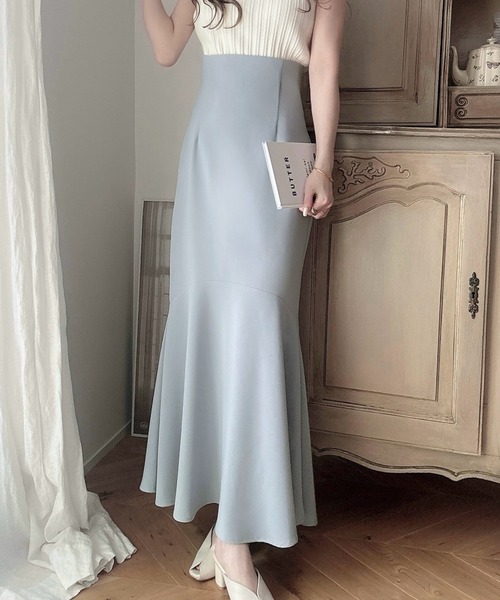 Meiru（メイル）の「ハイウエストマーメイドスカート（スカート・レディース・ブラック/ブラウン/ブルー/ピンク/グレイッシュベージュ/アイボリー・MEDIUM/SMALL/X-LARGE/LARGE）」の5枚目の写真