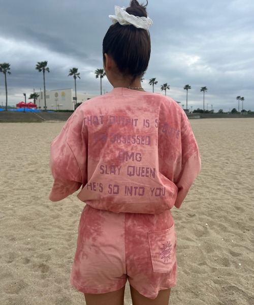 INTER FACTORY（インターファクトリー）の「AINA - タイダイ刺繍セットアップ　made in INTER FACTORY（Tシャツ/カットソー・レディース・ピンク/チャコールグレー/ホワイト/ネイビー/ブラウン・FREE）」の8枚目の写真