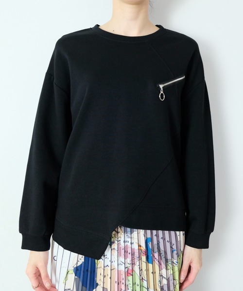 DOLLUPOOPS(ドールアップウップス)の「ジップ付きアシンメトリートップス(Tシャツ/カットソー・レディース・ブラック/オフホワイト・38)」の9枚目の写真
