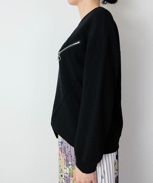 DOLLUPOOPS(ドールアップウップス)の「ジップ付きアシンメトリートップス(Tシャツ/カットソー・レディース・ブラック/オフホワイト・38)」の10枚目の写真