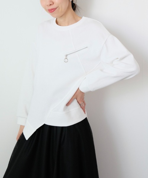 DOLLUPOOPS(ドールアップウップス)の「ジップ付きアシンメトリートップス(Tシャツ/カットソー・レディース・ブラック/オフホワイト・38)」の5枚目の写真