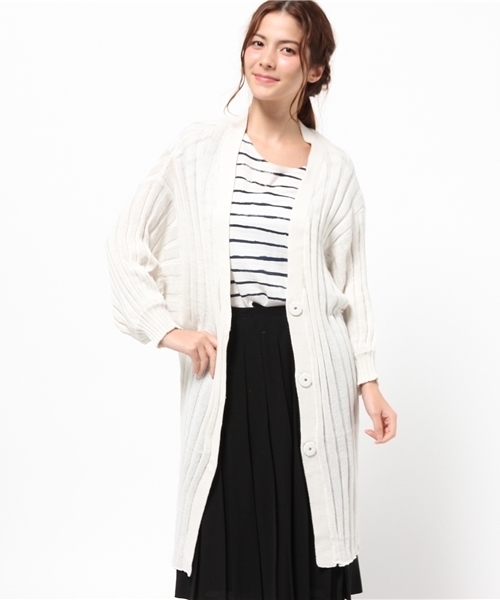 Chico（チコ）の「7分袖モモンガロングカーデ（カーディガン/ボレロ・レディース・アイボリー/グレー/ホワイト・FREE）」の2枚目の写真