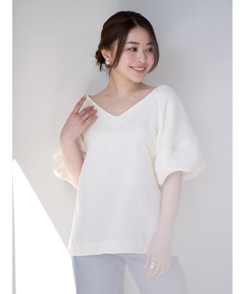 【セール品！】アキコアオキ バルーンスリーブトップス 夏 AKIKOAOKI ブラウス シャツ 「AKIKOAOKI/アキコアオキ