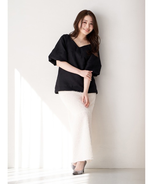 セール】＜尾崎真衣さんコラボ＞バルーンスリーブジャガード