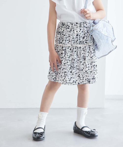 ROPE' PICNIC(ロペピクニック)の「【KIDS】花柄パイピングギャザースカート/リンクコーデ(スカート・キッズ・キナリ/ブラック系その他・110/120/130/140/150)」の19枚目の写真