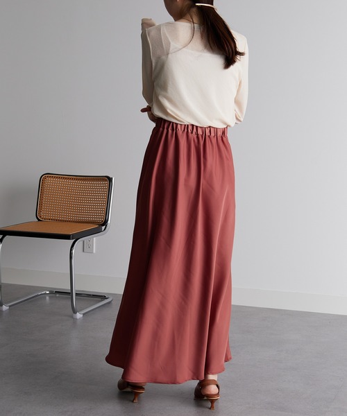 RANAN(ラナン)の「サテンフレアスカート(スカート・レディース・モカ/ネイビー/ピンク系・M/L/LL/S)」の20枚目の写真