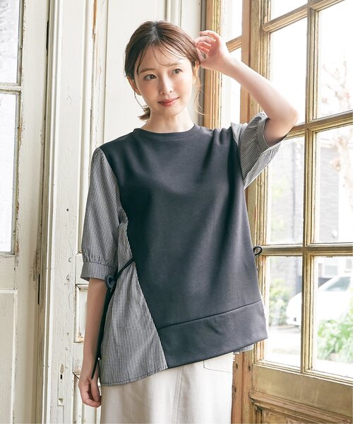 ikka(イッカ)の「【親子コーデ】袖切り替えレイヤードプルオーバー(Tシャツ/カットソー・レディース・ベージュ/ネイビー/ミント/ブラック・S/L/M)」の17枚目の写真