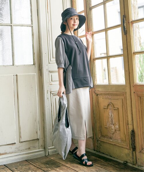 ikka(イッカ)の「【親子コーデ】袖切り替えレイヤードプルオーバー(Tシャツ/カットソー・レディース・ベージュ/ネイビー/ミント/ブラック・S/L/M)」の19枚目の写真