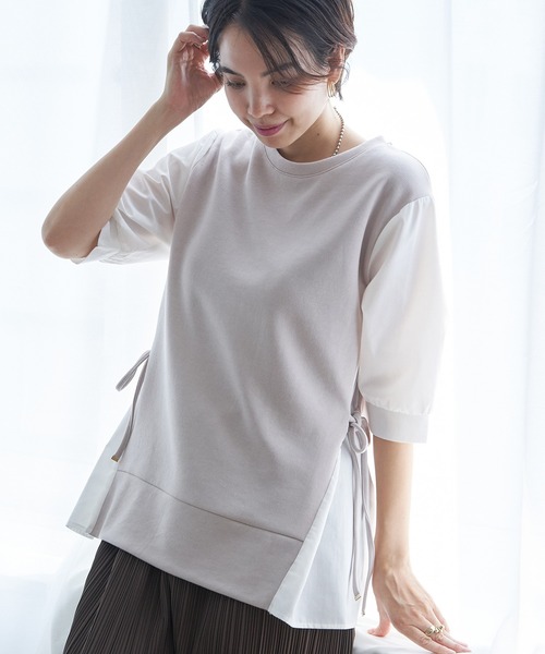 ikka(イッカ)の「【親子コーデ】袖切り替えレイヤードプルオーバー(Tシャツ/カットソー・レディース・ベージュ/ネイビー/ミント/ブラック・S/L/M)」の3枚目の写真