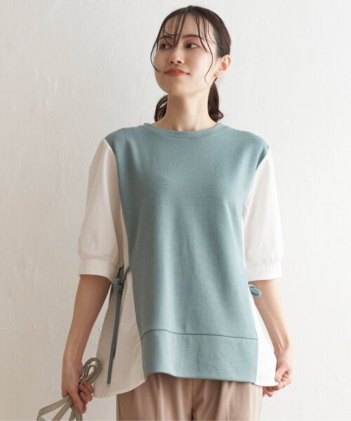 ikka(イッカ)の「【親子コーデ】袖切り替えレイヤードプルオーバー(Tシャツ/カットソー・レディース・ベージュ/ネイビー/ミント/ブラック・S/L/M)」の15枚目の写真