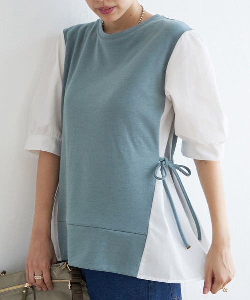 ikka(イッカ)の「【親子コーデ】袖切り替えレイヤードプルオーバー(Tシャツ/カットソー・レディース・ベージュ/ネイビー/ミント/ブラック・S/L/M)」の11枚目の写真