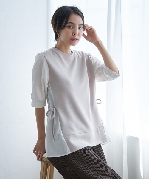 ikka(イッカ)の「【親子コーデ】袖切り替えレイヤードプルオーバー(Tシャツ/カットソー・レディース・ベージュ/ネイビー/ミント/ブラック・S/L/M)」の9枚目の写真