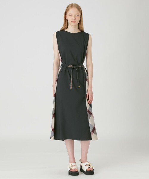 新品☆ブルーレーベルクレストブリッジ☆サイドレースアップ☆マキシ丈ワンピース ブルーレーベルクレストブリッジ サイドチェックワンピース