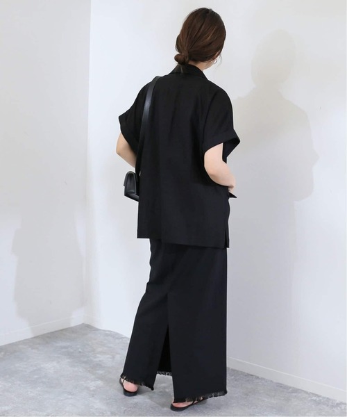Spick & Spanリネンレーヨンジャケット リネンライクノーカラー