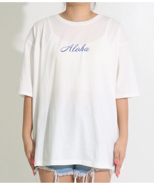 anap mimpi（アナップミンピ）の「ALOHA HONOLULU プリント ビッグTシャツ（Tシャツ/カットソー・レディース・ホワイト/ブラック/サックスブルー・FREE）」の22枚目の写真