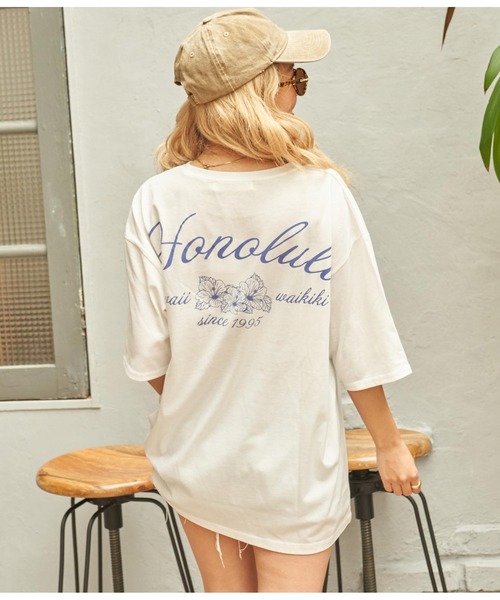 anap mimpi（アナップミンピ）の「ALOHA HONOLULU プリント ビッグTシャツ（Tシャツ/カットソー・レディース・ホワイト/ブラック/サックスブルー・FREE）」の10枚目の写真