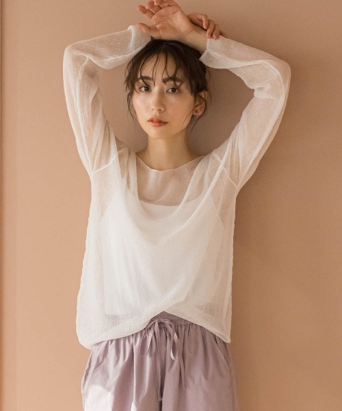 Droite lautreamont(ドロワットロートレアモン)の「ざっくりシアーニット≪手洗い可能≫(ニット/セーター・レディース・ブラック/オフホワイト/ブルー・M)」の1枚目の写真