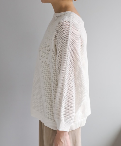 PUAL CE CIN(ピュアルセシン)の「2WAYジャガードロゴメッシュニット(ニット/セーター・レディース・ライトグレー/オフホワイト/ベージュ・FREE)」の4枚目の写真