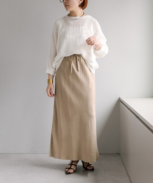 PUAL CE CIN(ピュアルセシン)の「2WAYジャガードロゴメッシュニット(ニット/セーター・レディース・ライトグレー/オフホワイト/ベージュ・FREE)」の9枚目の写真