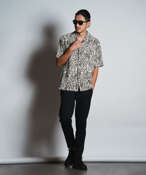 RATTLE TRAP（ラトルトラップ）の「フラワーペイズリープリントオープンカラーシャツ（シャツ/ブラウス・メンズ・ホワイト系その他/ブラック系その他・M/L/LL）」の9枚目の写真