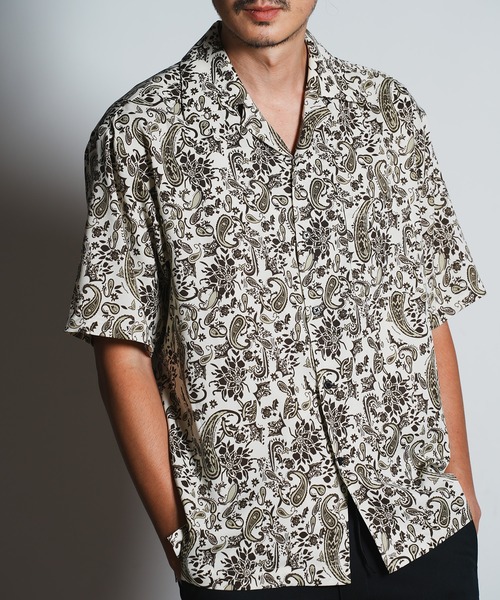 RATTLE TRAP（ラトルトラップ）の「フラワーペイズリープリントオープンカラーシャツ（シャツ/ブラウス・メンズ・ホワイト系その他/ブラック系その他・M/L/LL）」の8枚目の写真
