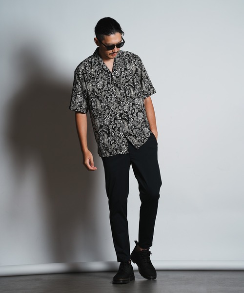 RATTLE TRAP（ラトルトラップ）の「フラワーペイズリープリントオープンカラーシャツ（シャツ/ブラウス・メンズ・ホワイト系その他/ブラック系その他・M/L/LL）」の6枚目の写真