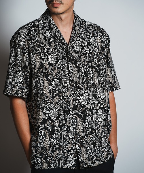 RATTLE TRAP（ラトルトラップ）の「フラワーペイズリープリントオープンカラーシャツ（シャツ/ブラウス・メンズ・ホワイト系その他/ブラック系その他・M/L/LL）」の3枚目の写真